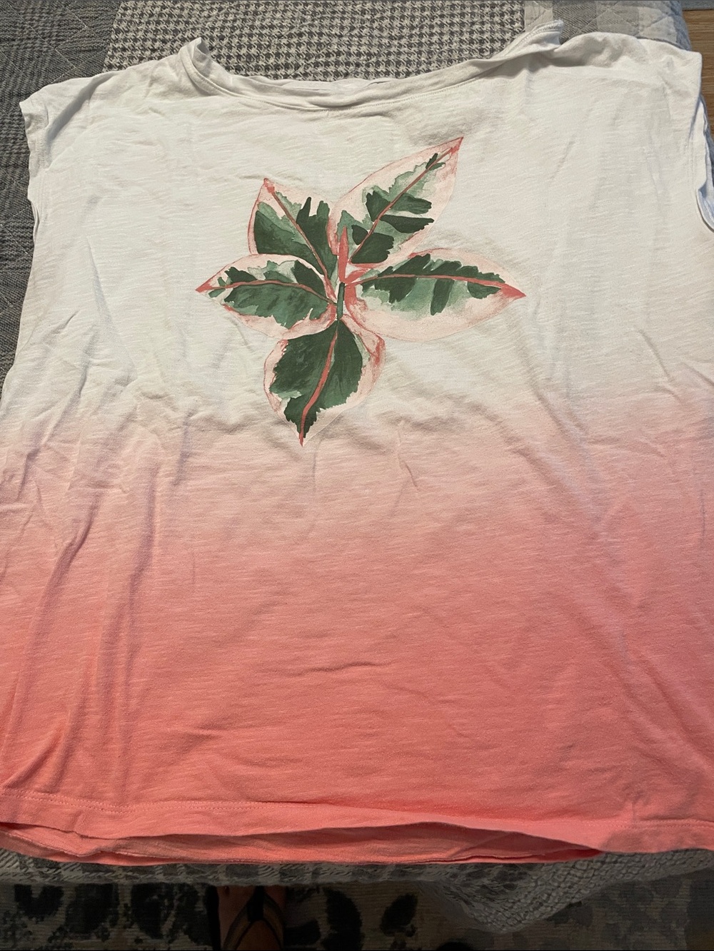 Talbots Petite Light white pink Cotton Tee